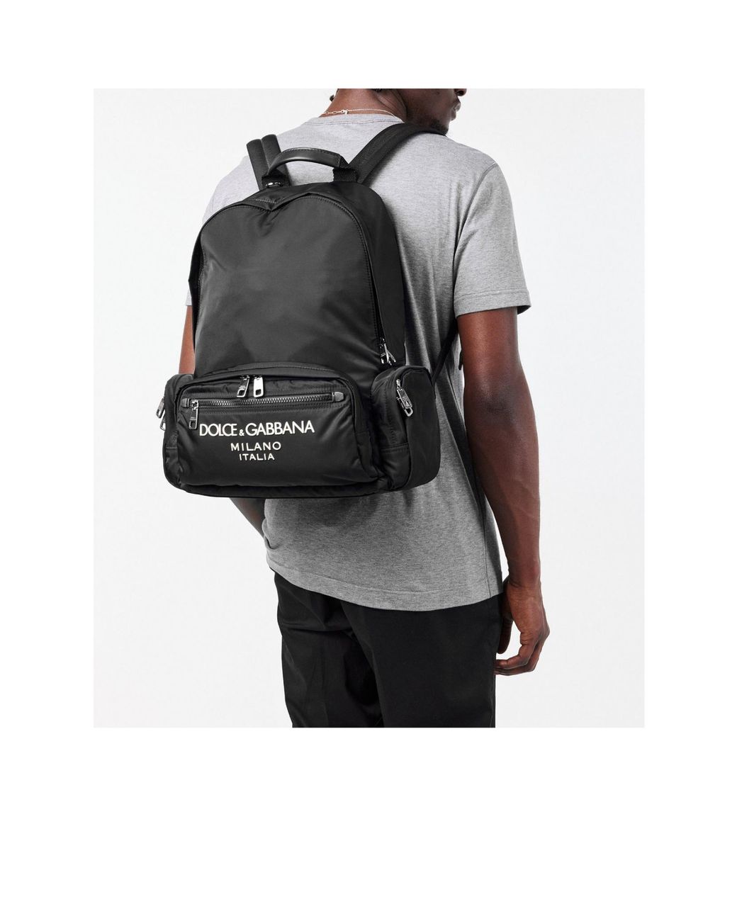 Dolce & Gabbana Black Solid Color Backpacks for men