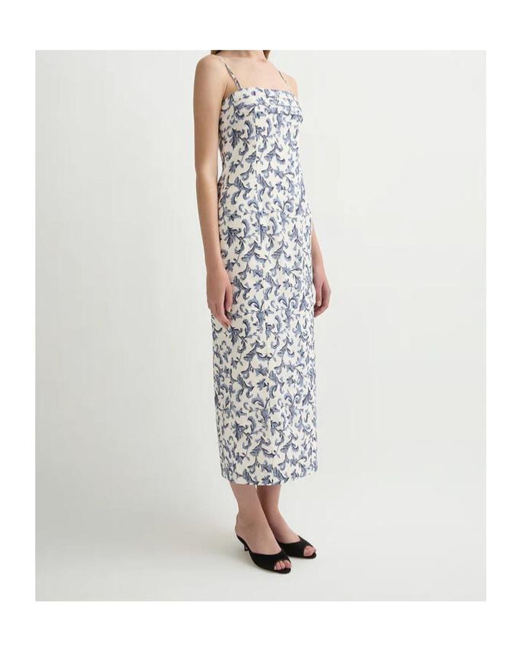 Posse White Rue Patterned Midi Dress