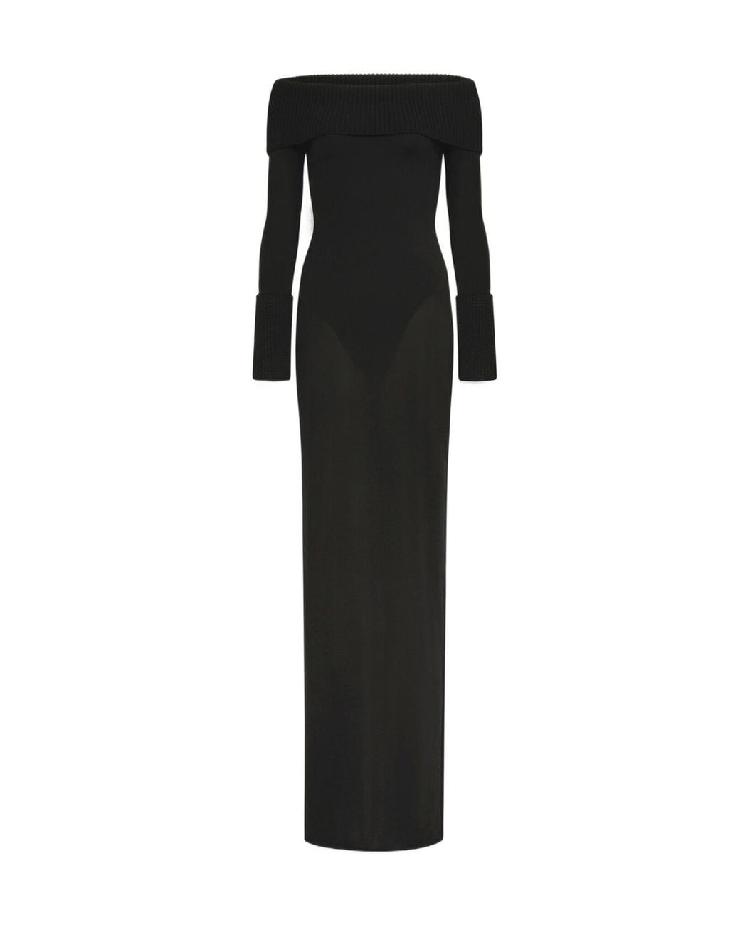 Alaïa Black Alaïa Off-Shoulder Ribbed Knitted Dress
