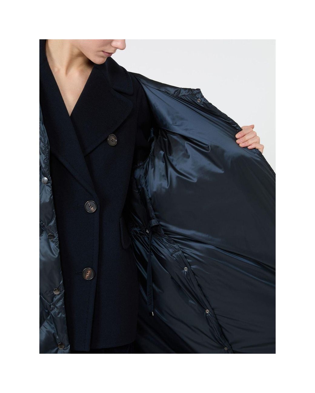 Max Mara Blue Long-Sleeve Hooded Padded Jacket