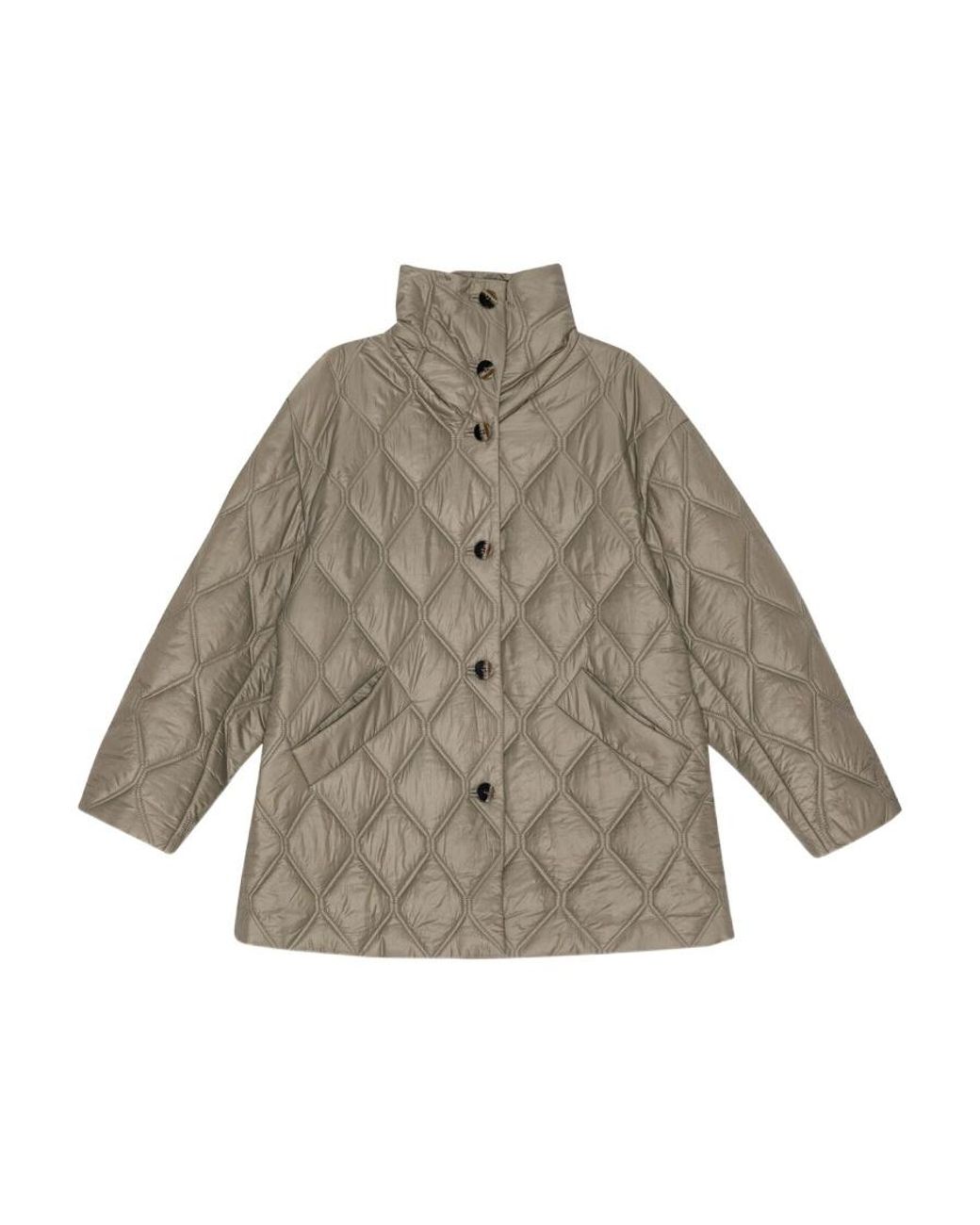 Ganni Gray Drop Shoulder Quilted Jacket