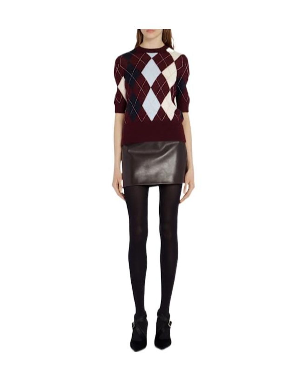 Khaite Red Anders Argyle Cashmere Blend Sweater