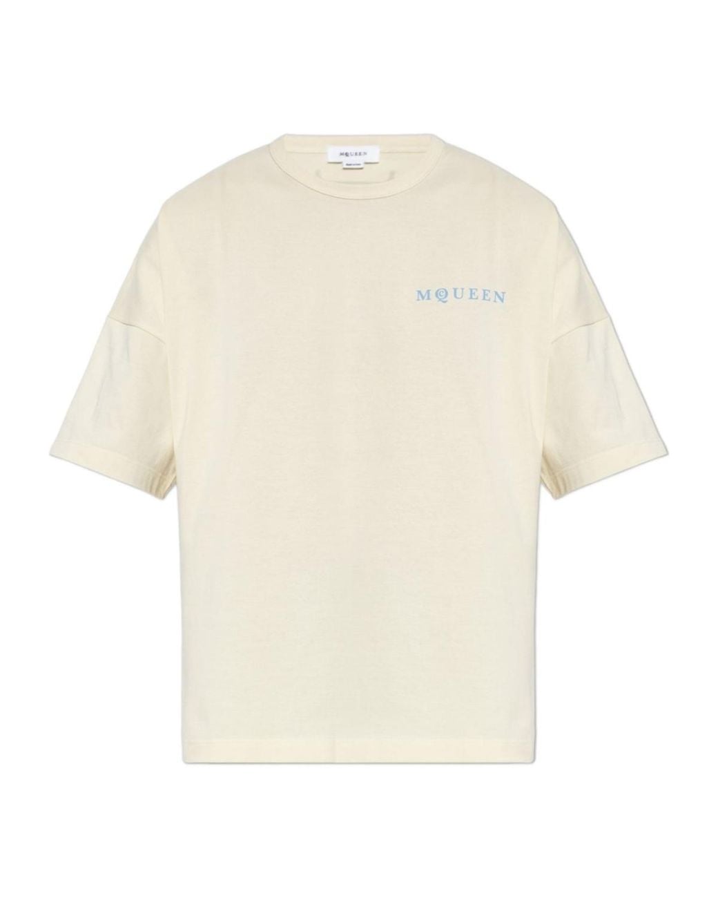 McQueen White Logo Print T-Shirt for men