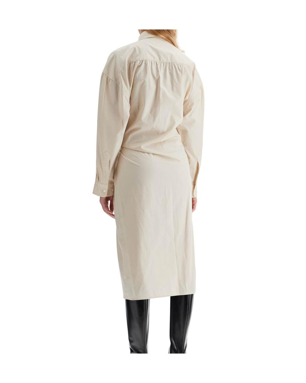 Lemaire White Twist-Detailed Long Sleeved Midi Dress