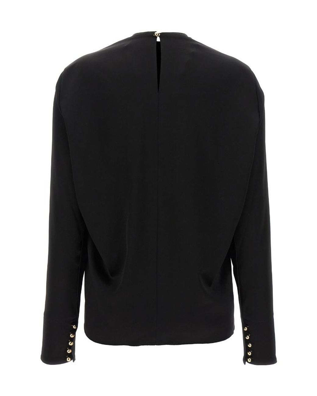 Lanvin Black Eyelet Detailed Draped Top