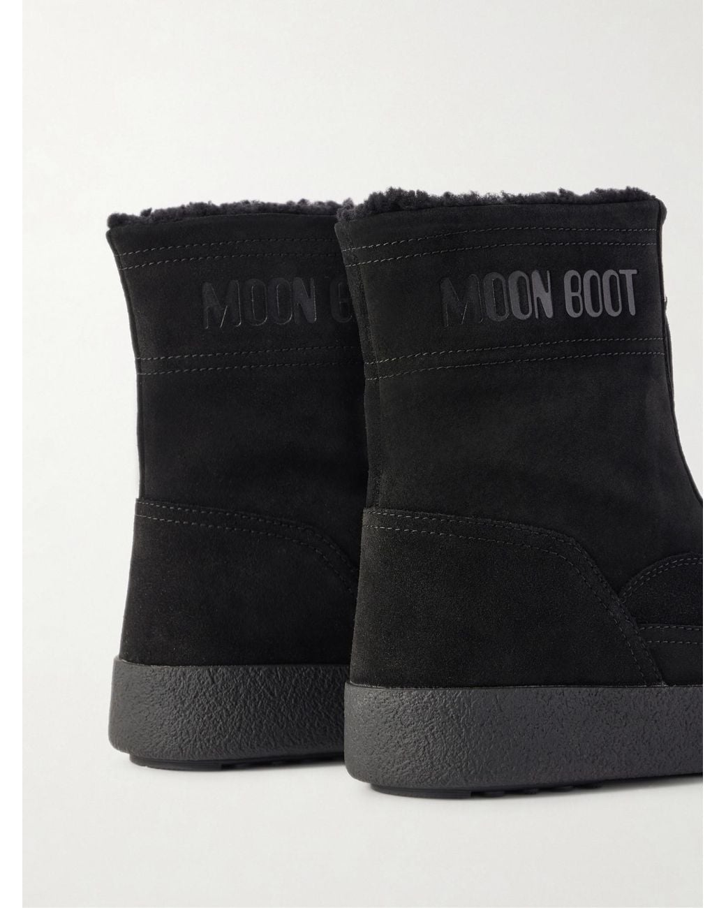 Moon Boot Black Suede And Shearling Ankle Boots