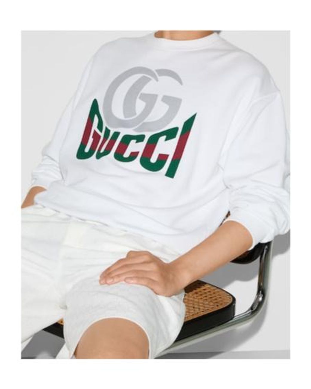 Gucci White Logo-Print Sweatshirt for men