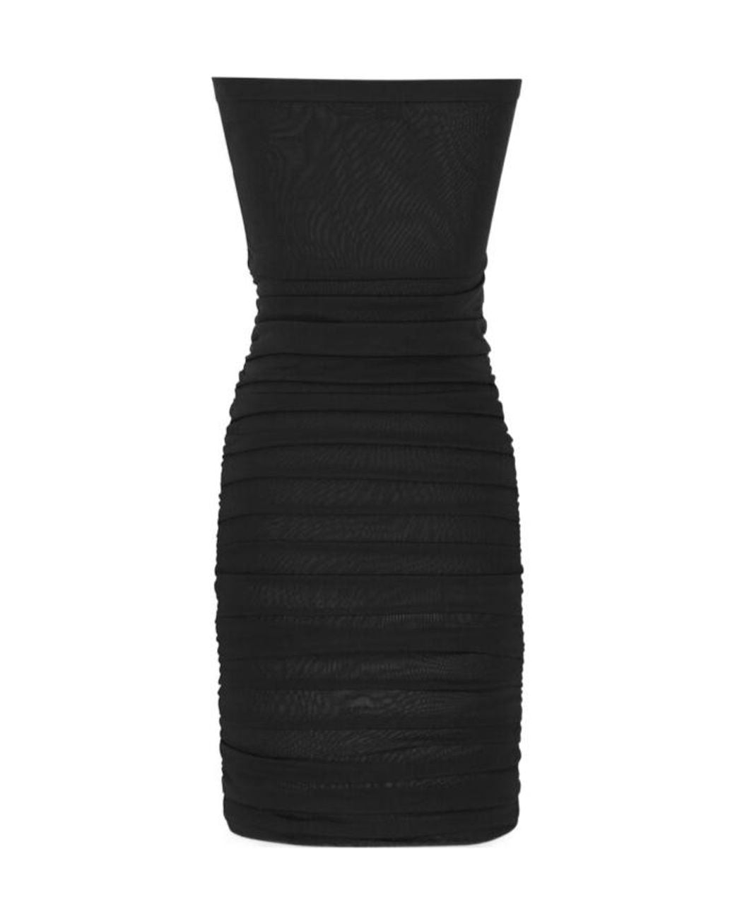 Saint Laurent Black Ruched Strapless Dress