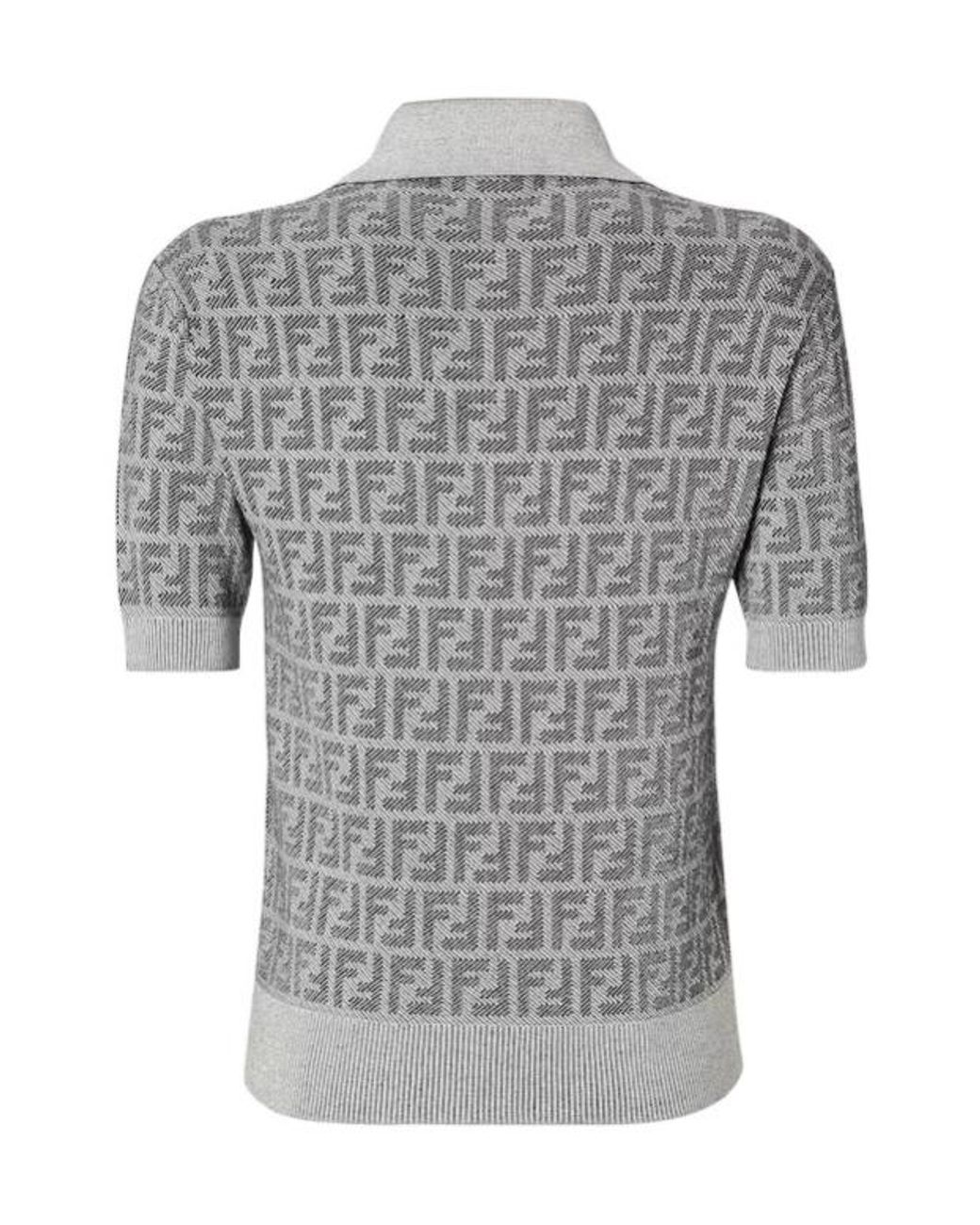 Fendi Gray Ff Jacquard Polo Shirt