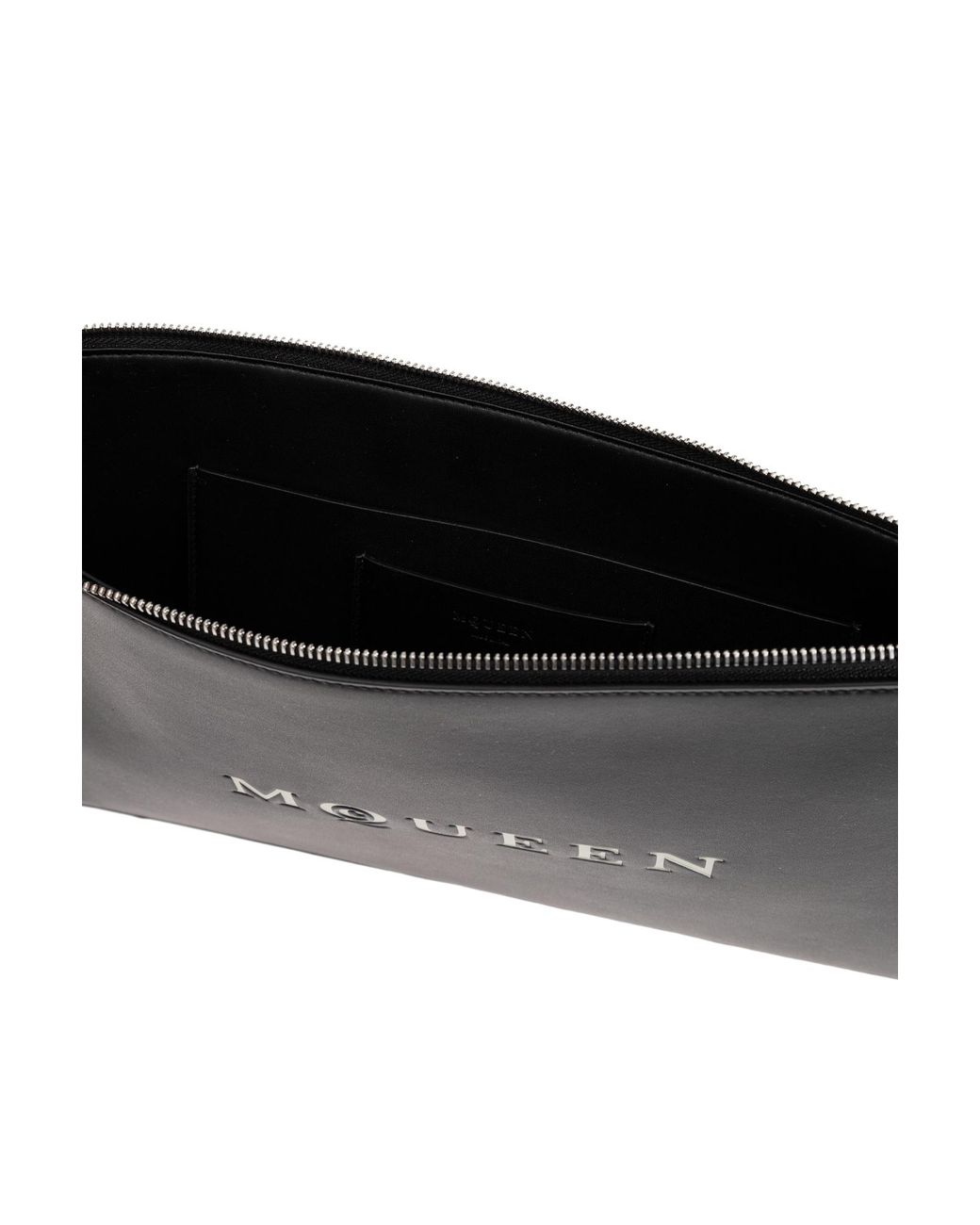 McQueen Black Logo Printed Zipped Clutch Bag for men