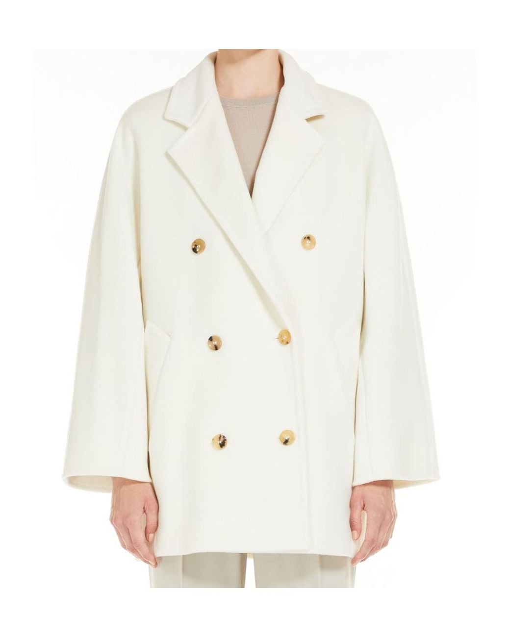 Max Mara White Double-Breasted Notched-Lapels Jacket