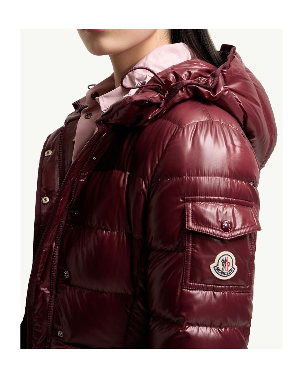 Moncler Red Barante Hooded Short Padded Jacket