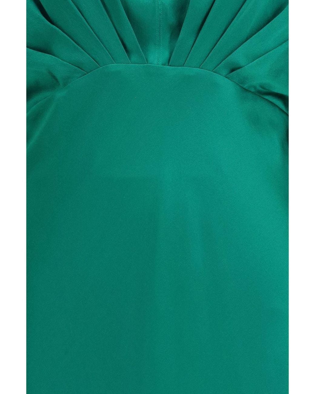 Forte_forte Green Pleated V-Neck Long Dress