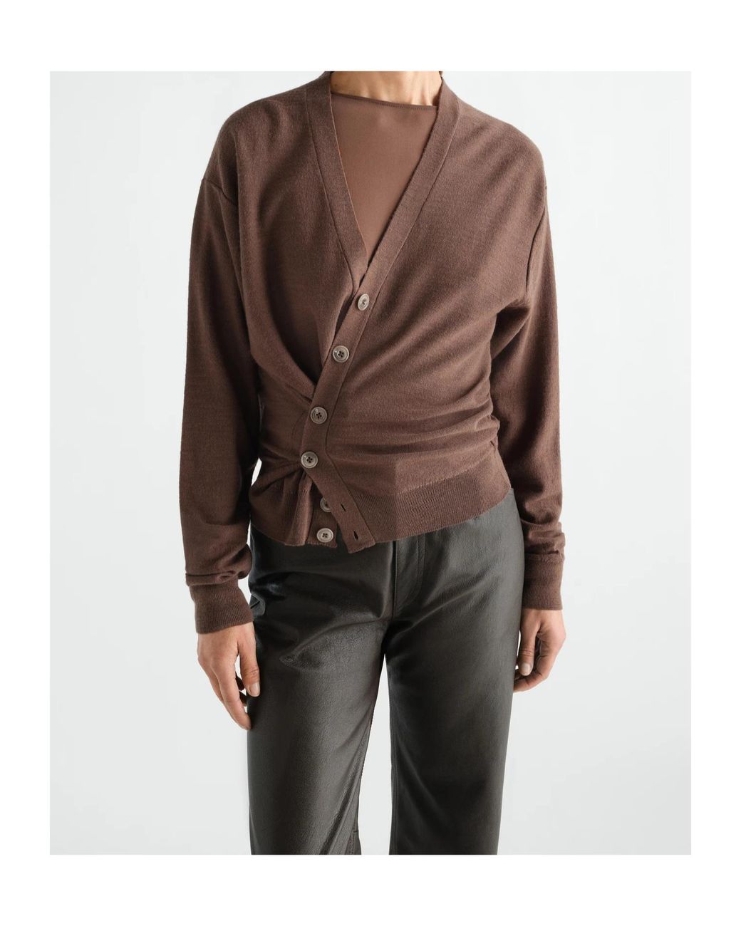 Lemaire Brown Long Sleeved Cardigan for men