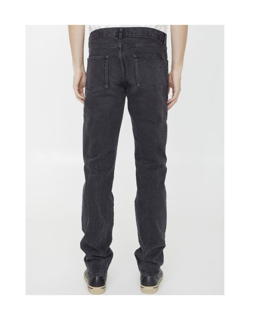 Saint Laurent Gray Button Detailed Slim Fit Jeans for men