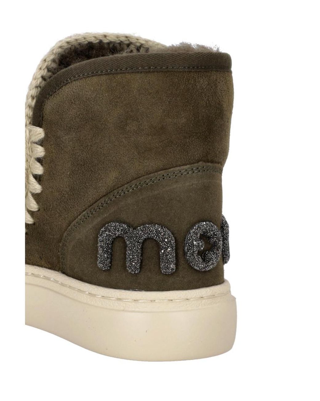 Mou Brown Sewing Detail Design Round Head Short Boots