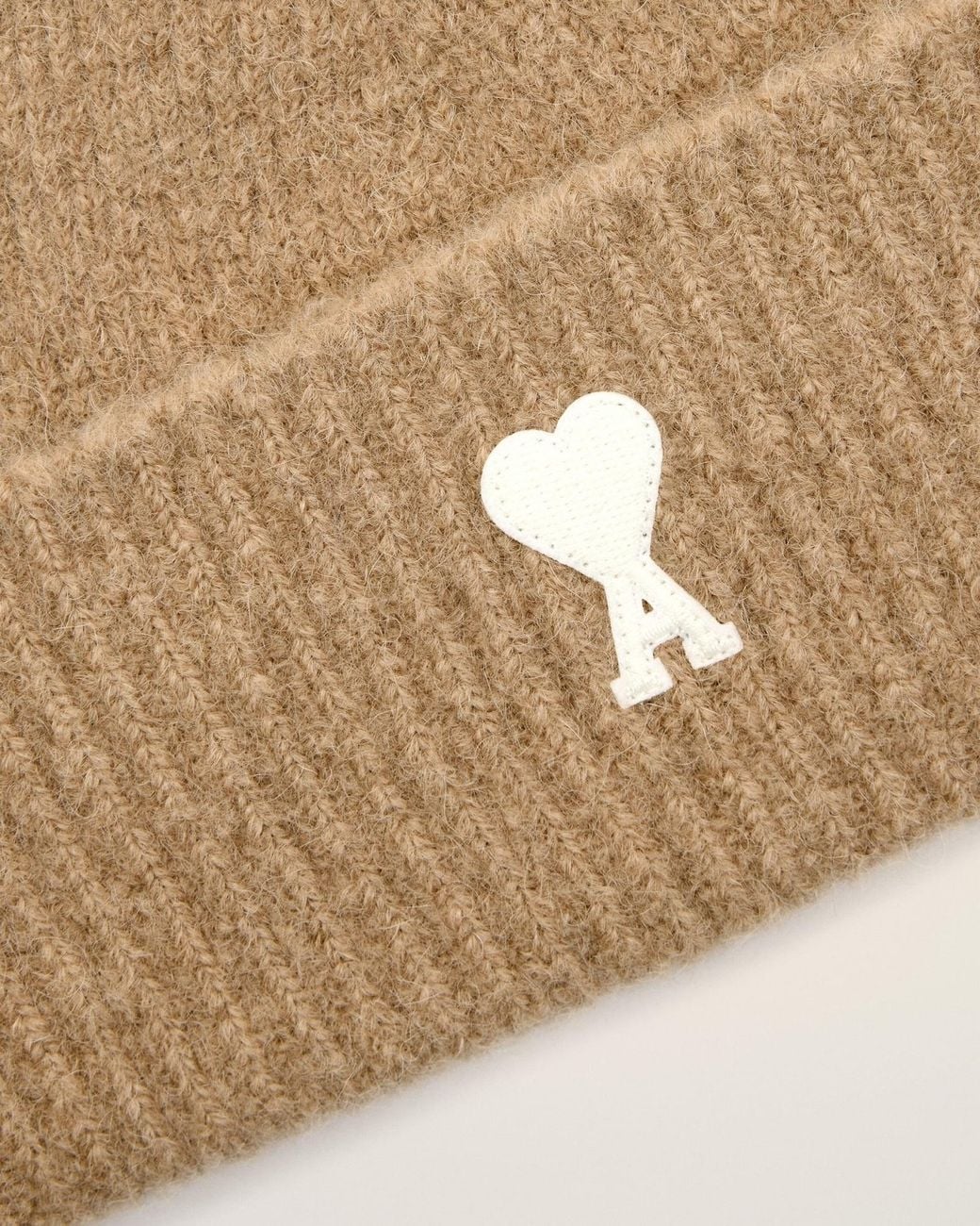 AMI Natural Ami Logo Cuff Knitted Hat for men