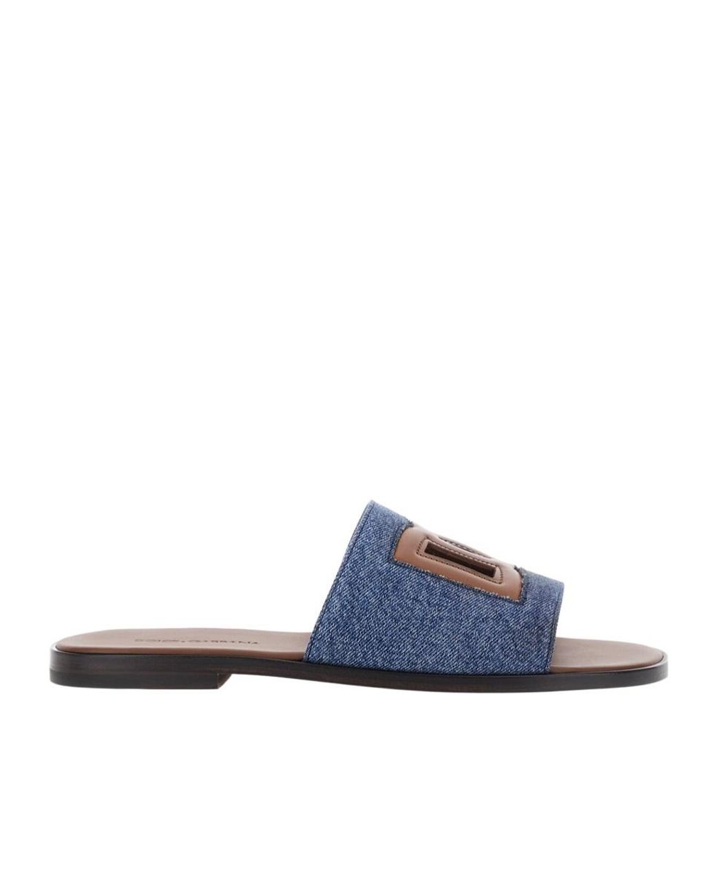 Dolce & Gabbana Blue Dg Cut-Out Logo Denim Slides for men