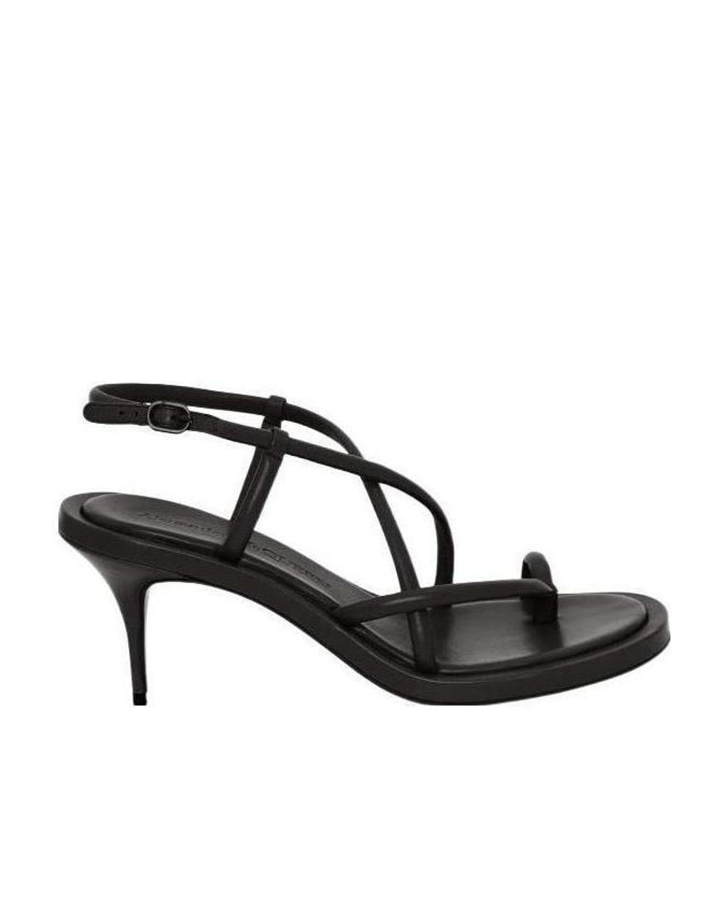 McQueen Black Strappy Kitten-Heeled Sandals