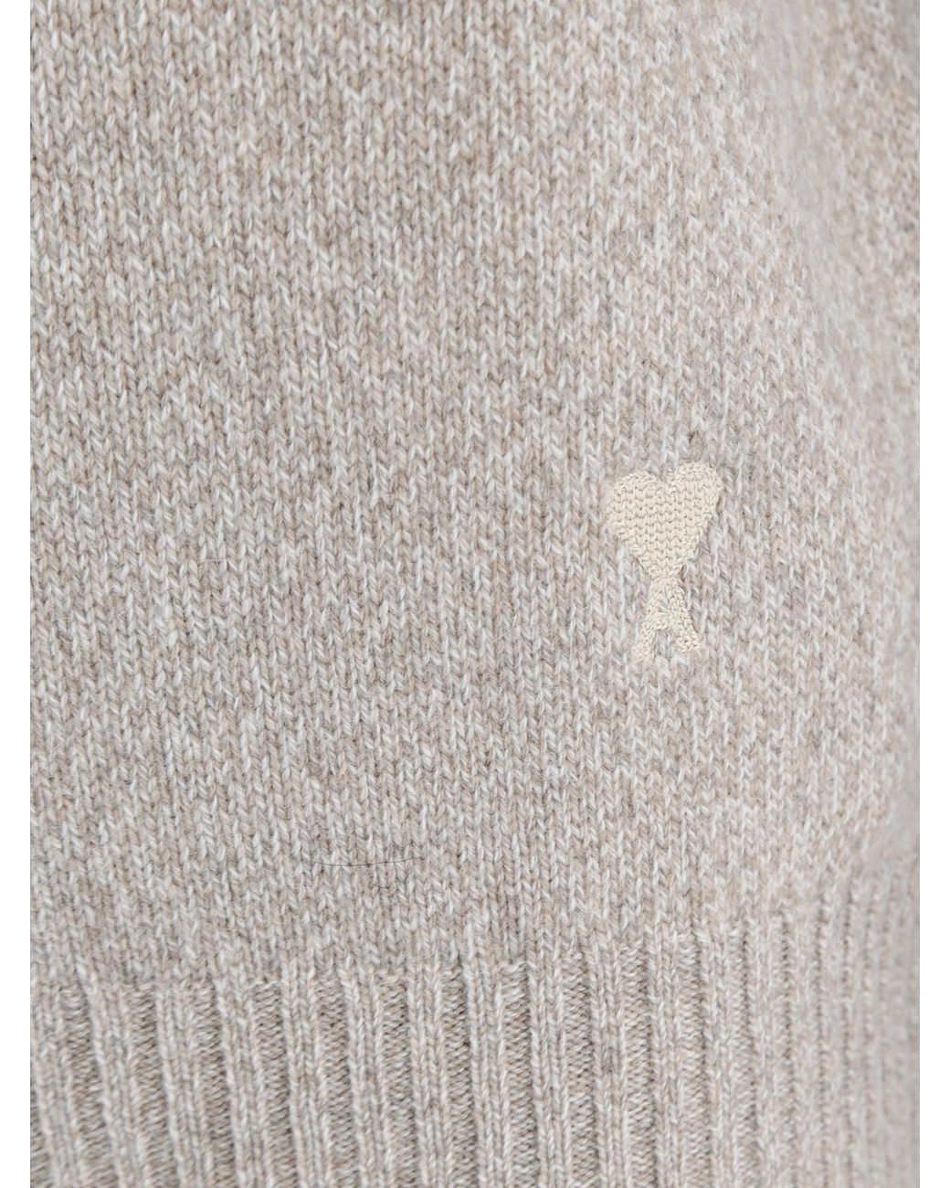 AMI Gray Ami De Coeur Roll Neck Knitted Jumper for men