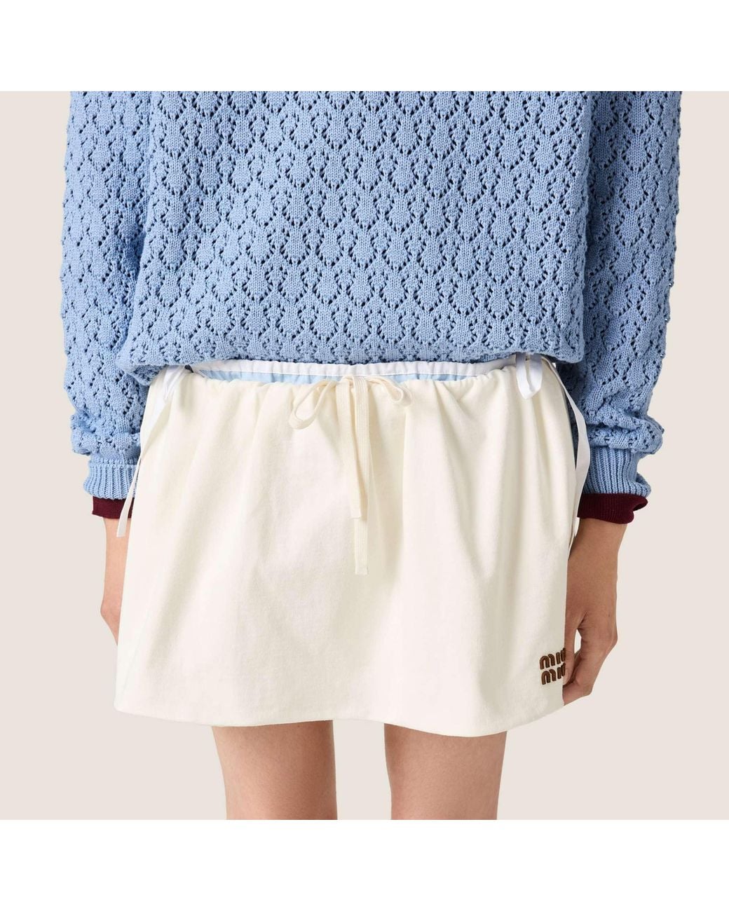 Miu Miu White Gathered Mini Skirt
