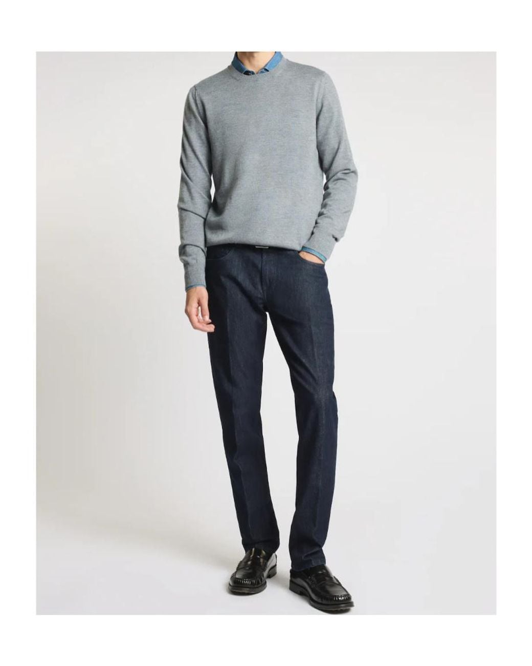Fay Gray Crew Neck Knitted Sweater for men