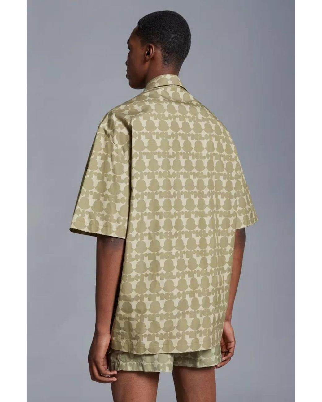 Moncler Natural Logo Print Cotton Shirt for men