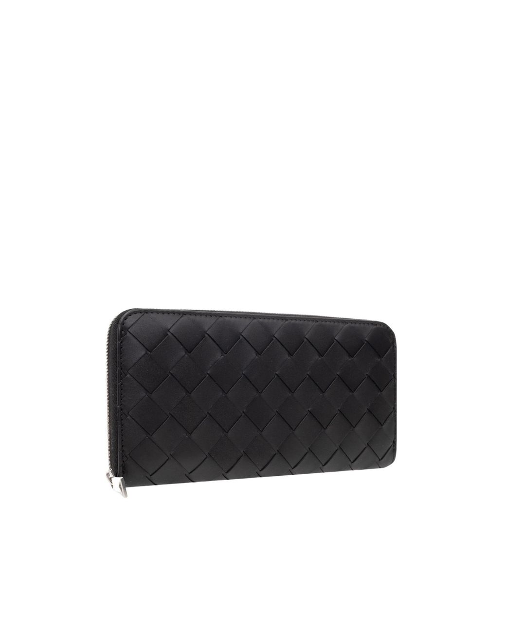 Bottega Veneta Black Intrecciato Zip Around Wallet for men