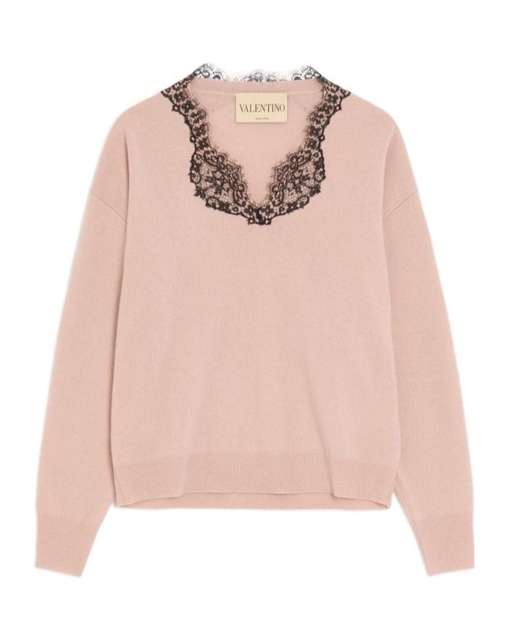 Valentino Pink Cashmere Jumper With Lace