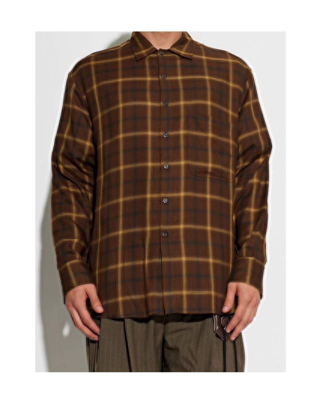 Song For The Mute Brown Check-Pattern Shirt for men