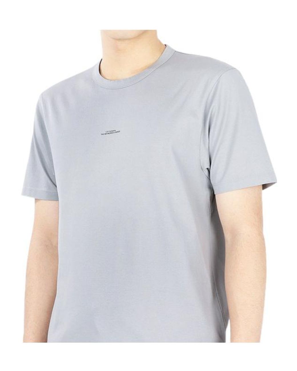 C P Company Gray Logo-Print Cotton T-Shirt for men