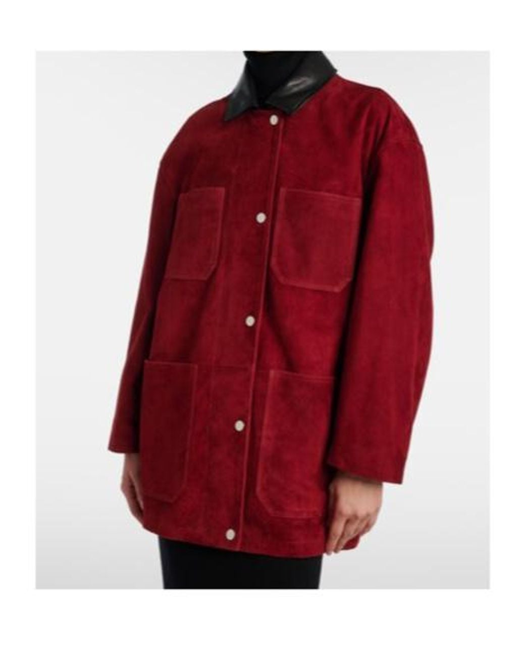 Nour Hammour Red Barn Leather-Trimmed Suede Jacket