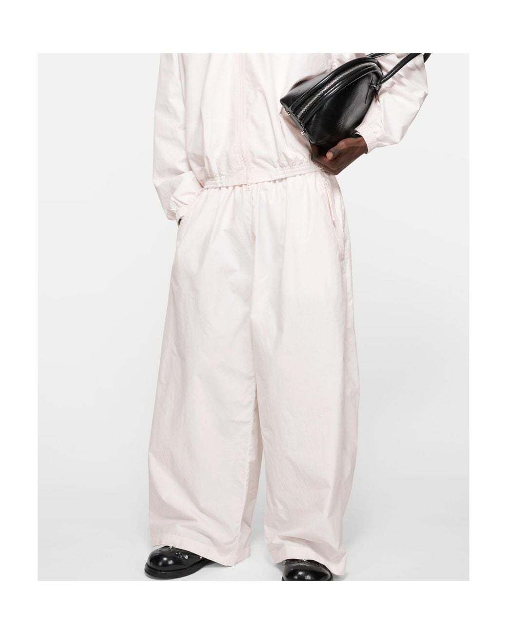 Acne White Taffeta Trousers for men