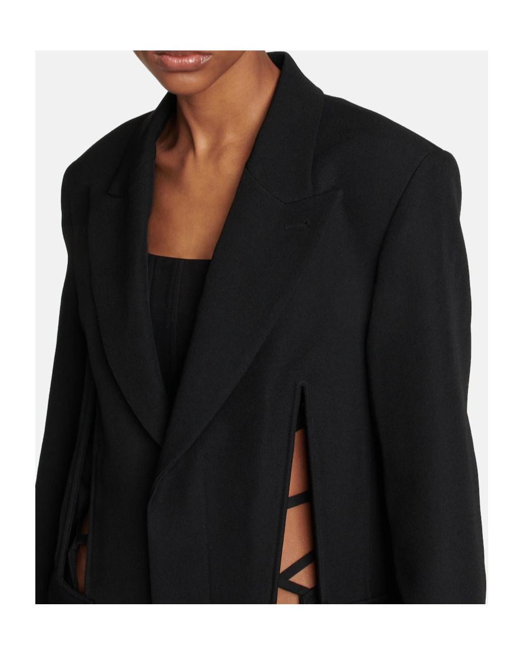Dion Lee Black Open-Front Long Sleeve Suit Jacket