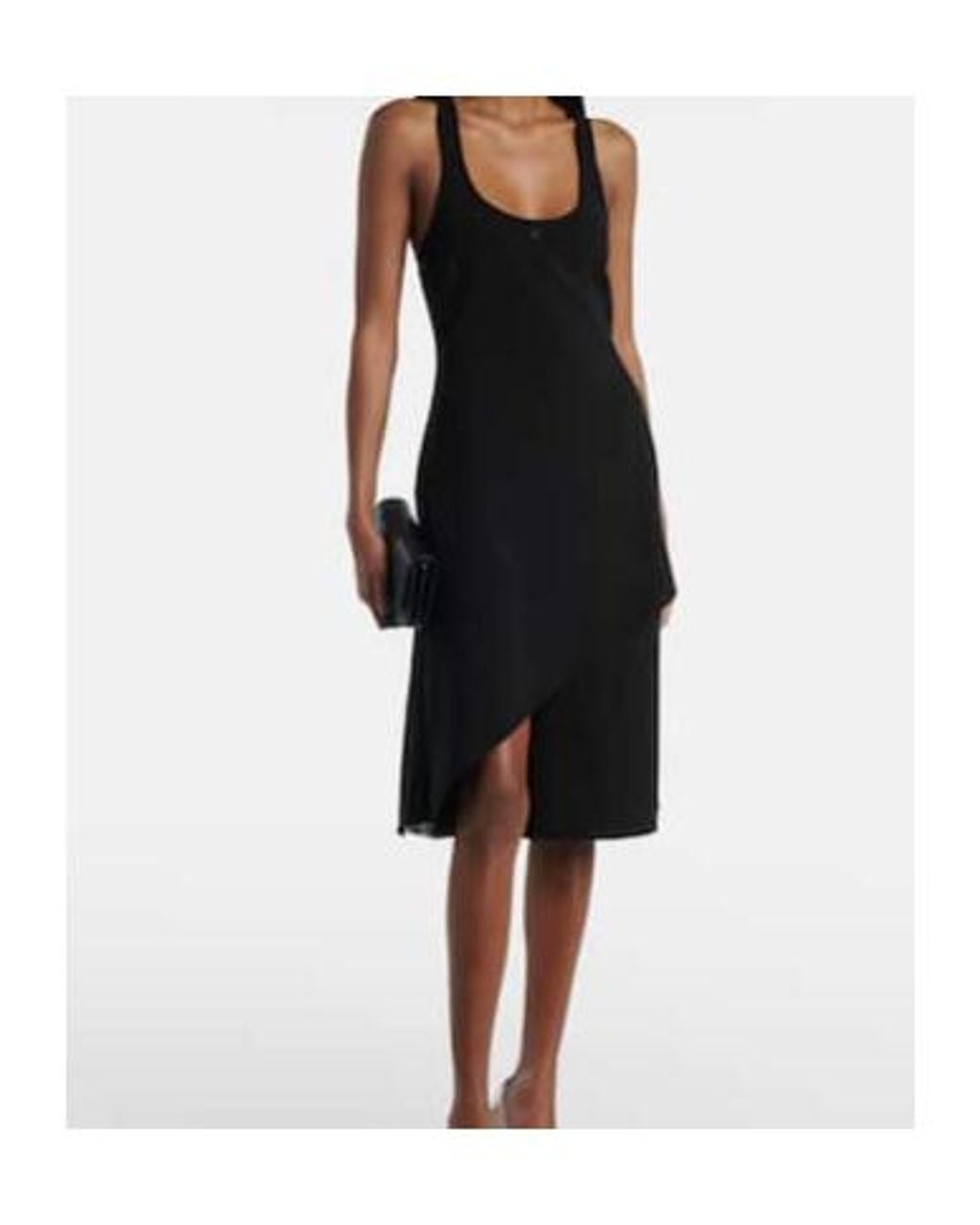 Courreges Black Infinity Asymmetric Crepe Minidress