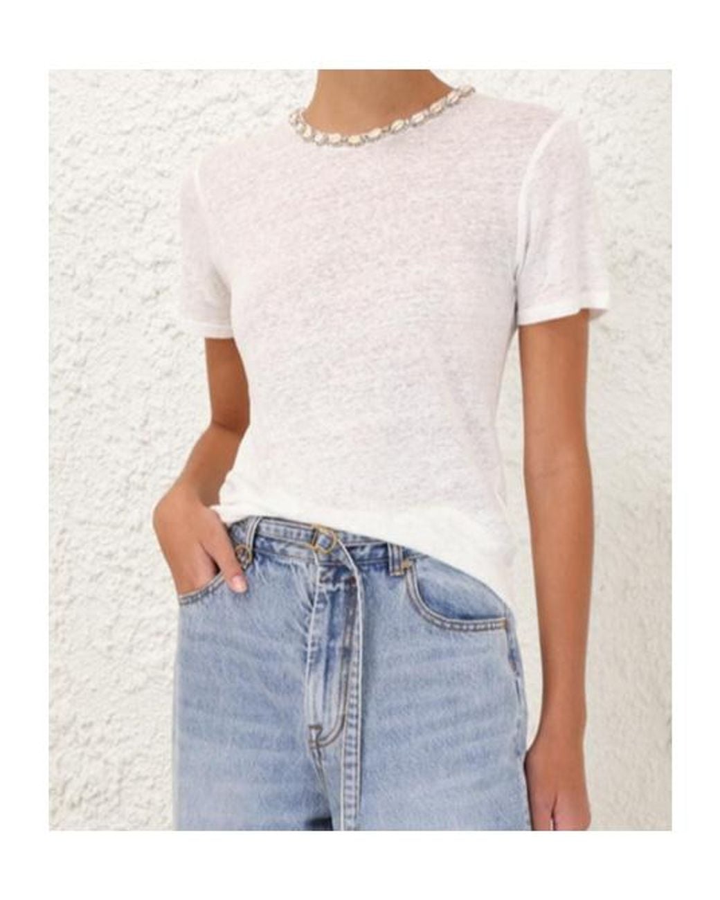 Zimmermann White Illuminate Embellished T-Shirt