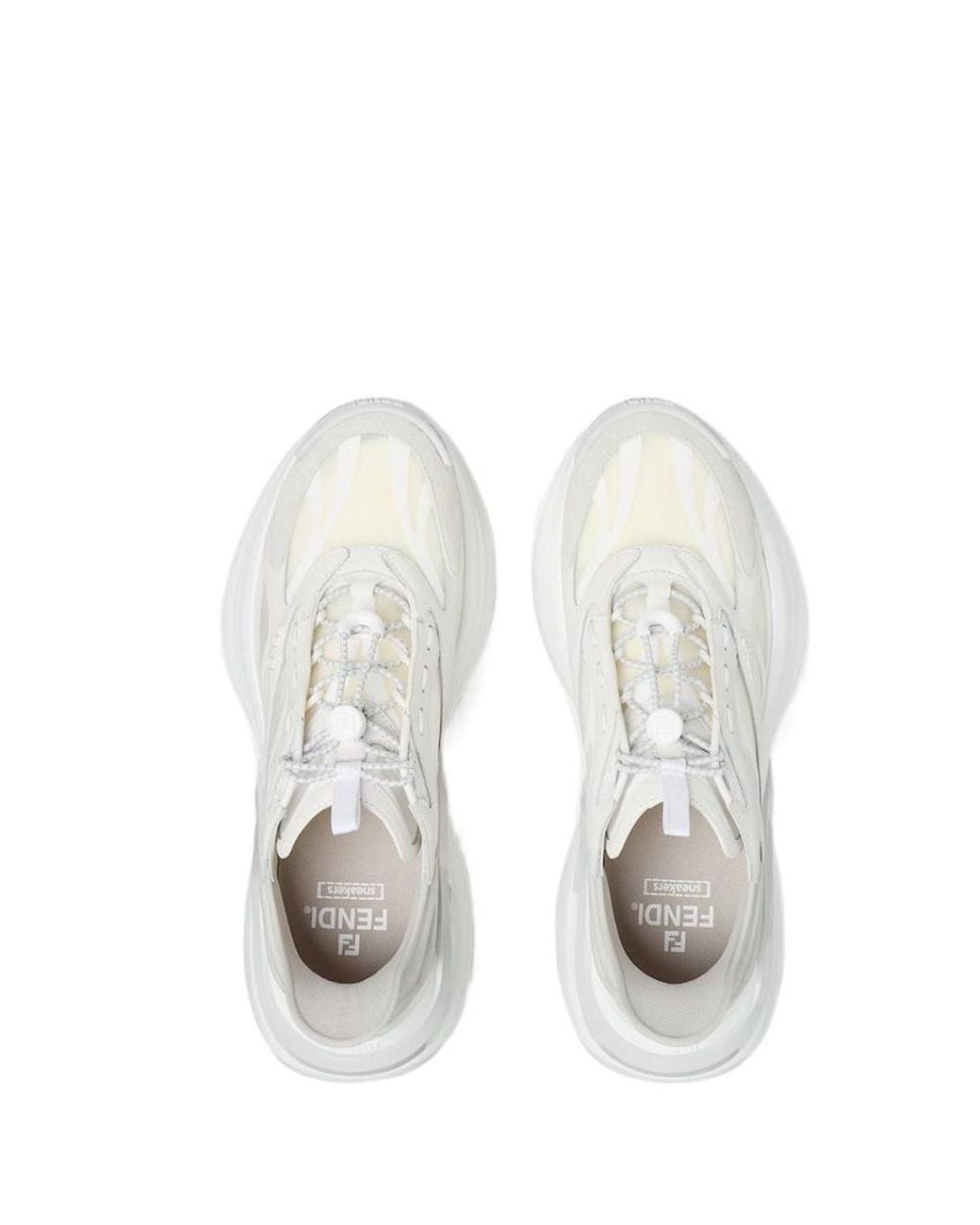 Fendi White F-Light Lace-Up Sneakers