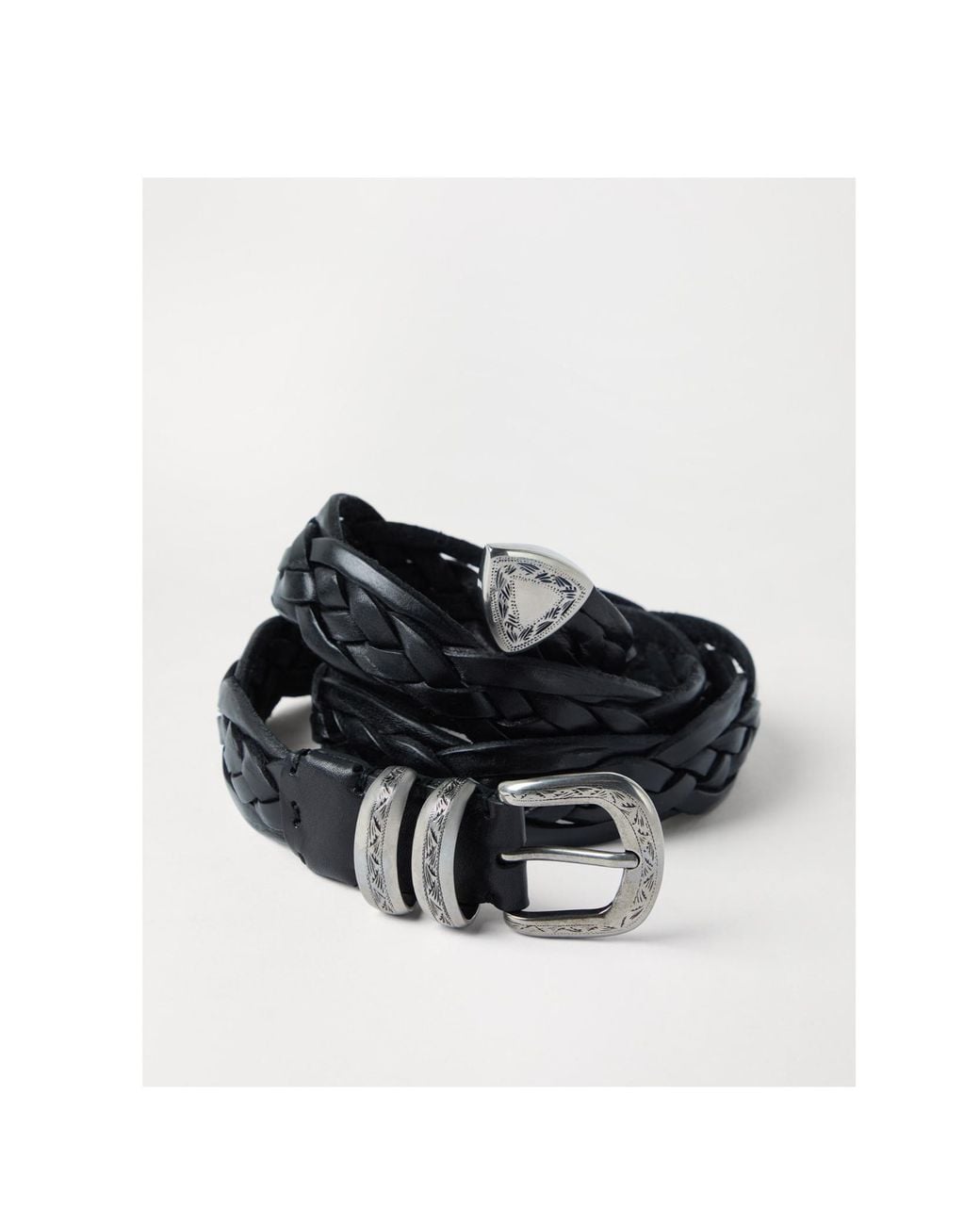 Brunello Cucinelli White Braided Calfskin Belt With Detailed Buckle And Tip for men
