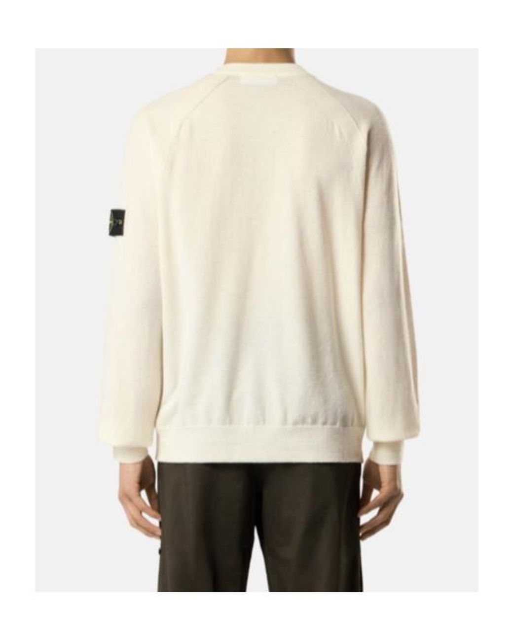 Stone Island White Logo Patch Crewneck Sweater for men