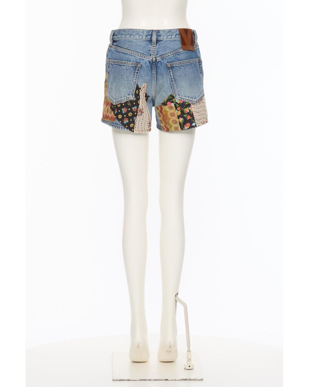 Valentino Blue Patchwork Denim Shorts