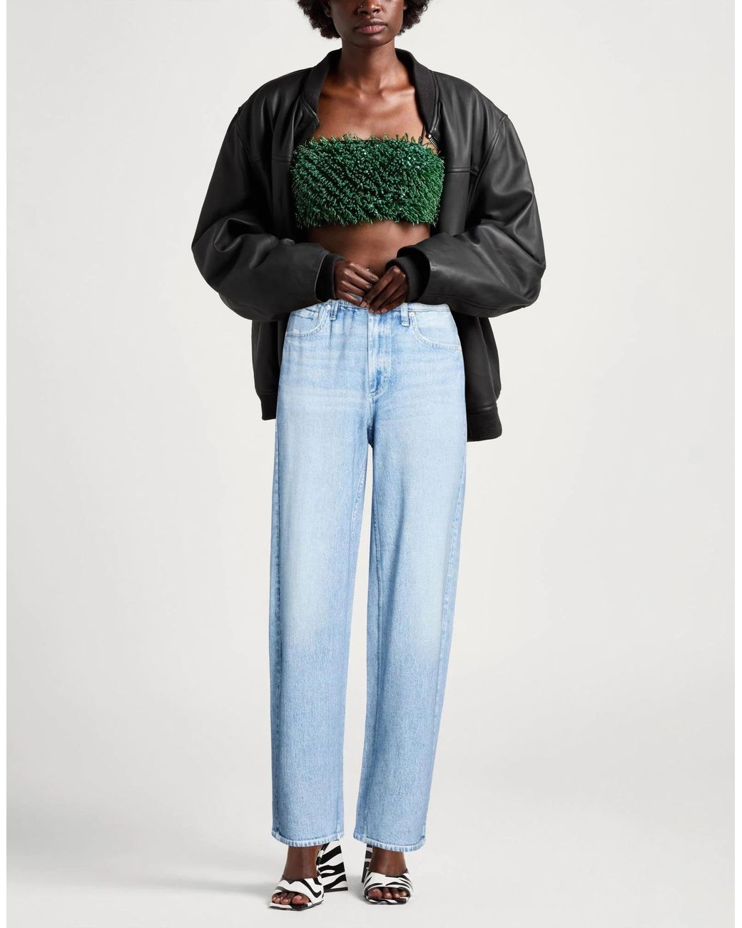 Rag & Bone Blue Solid Color Loose Fit Trousers