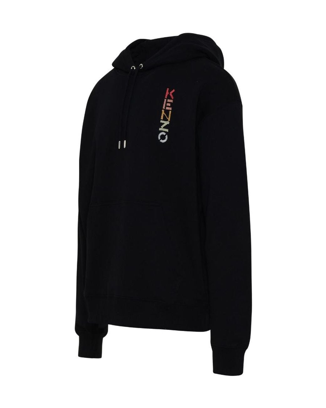 KENZO Black Gradient Logo Cotton Hoodie for men