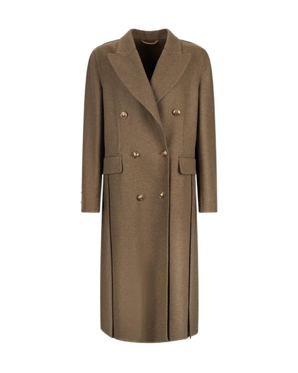 Ermanno Scervino Brown Long Double-Breasted Coat With A Lapel Collar