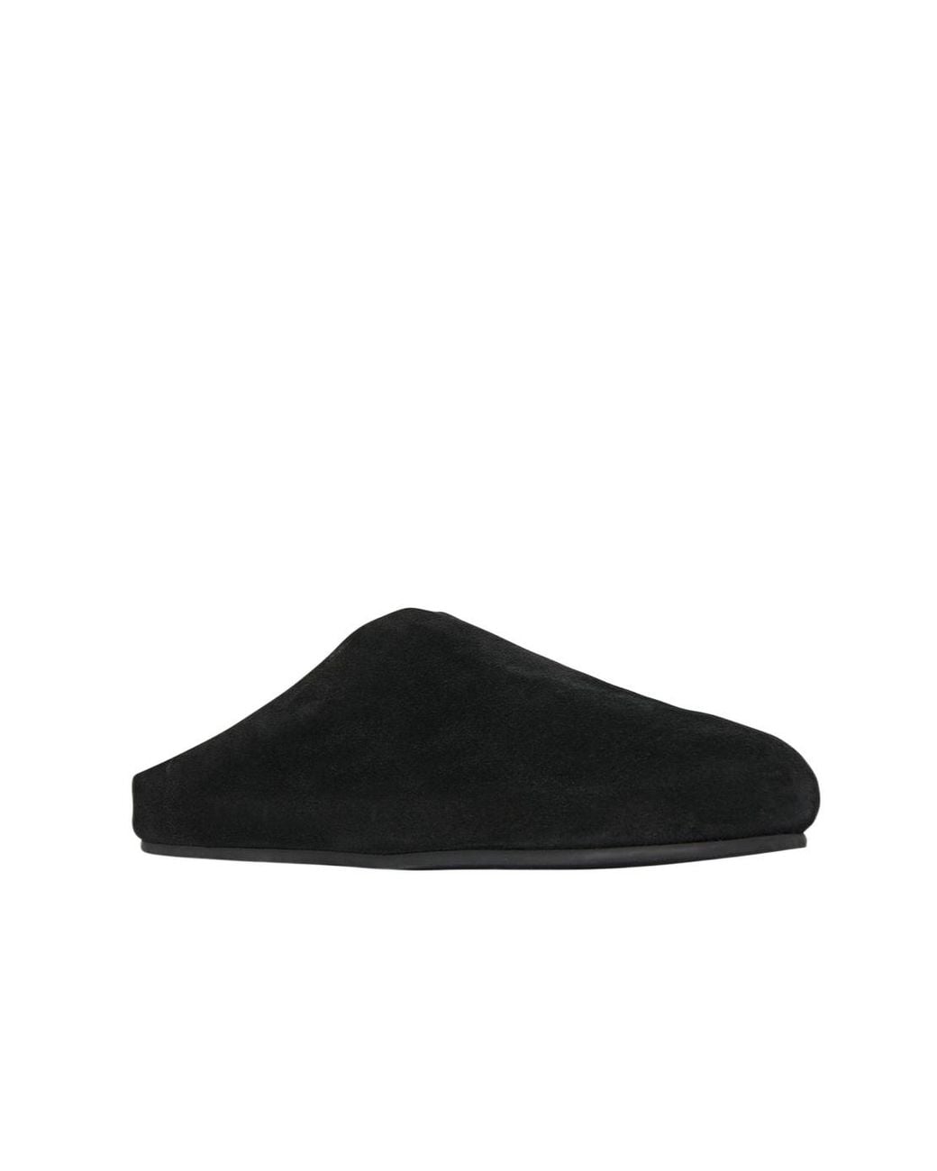 The Row Black Hugo Suede Slippers
