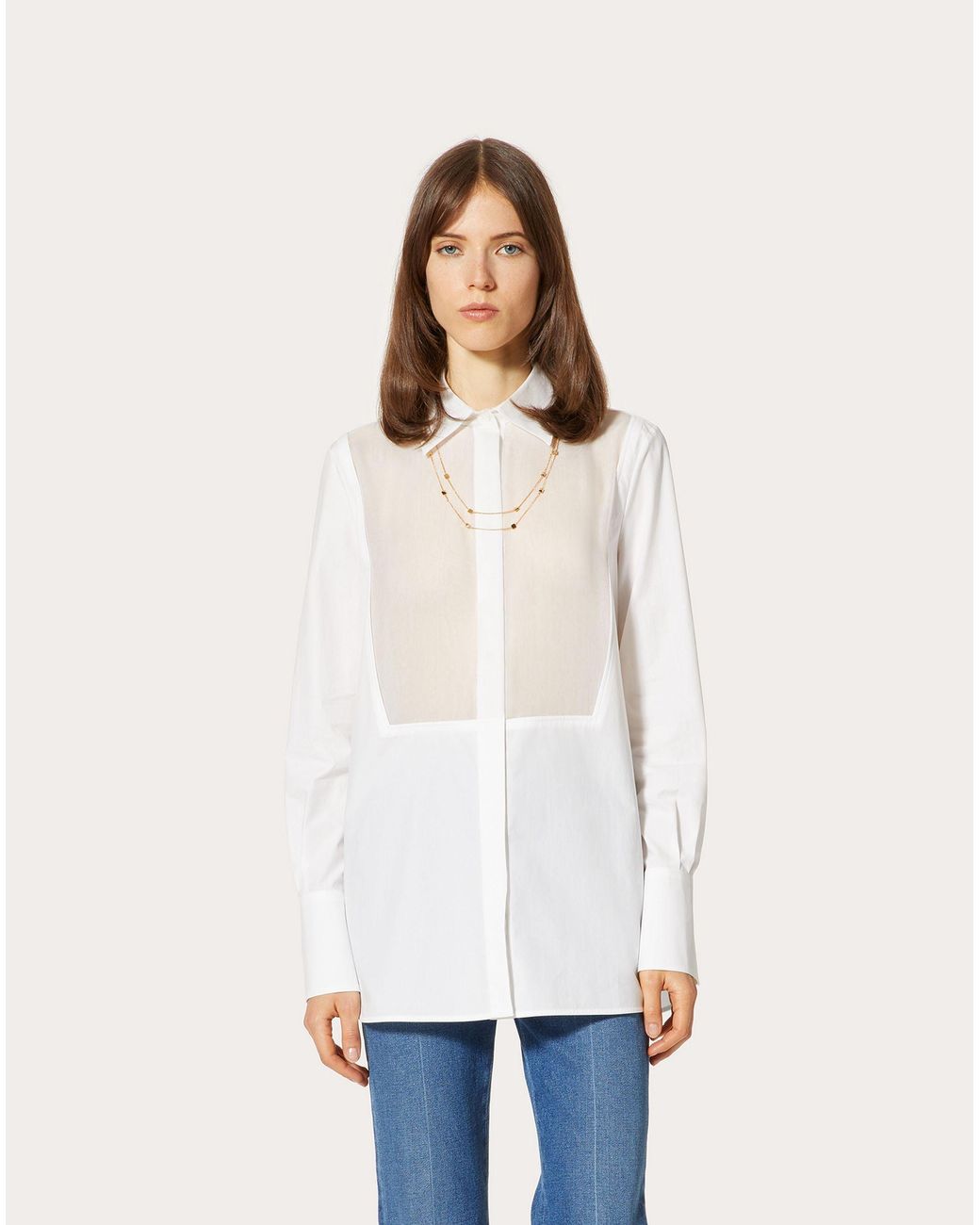 Valentino White Long Sleeve Button-Down Shirt
