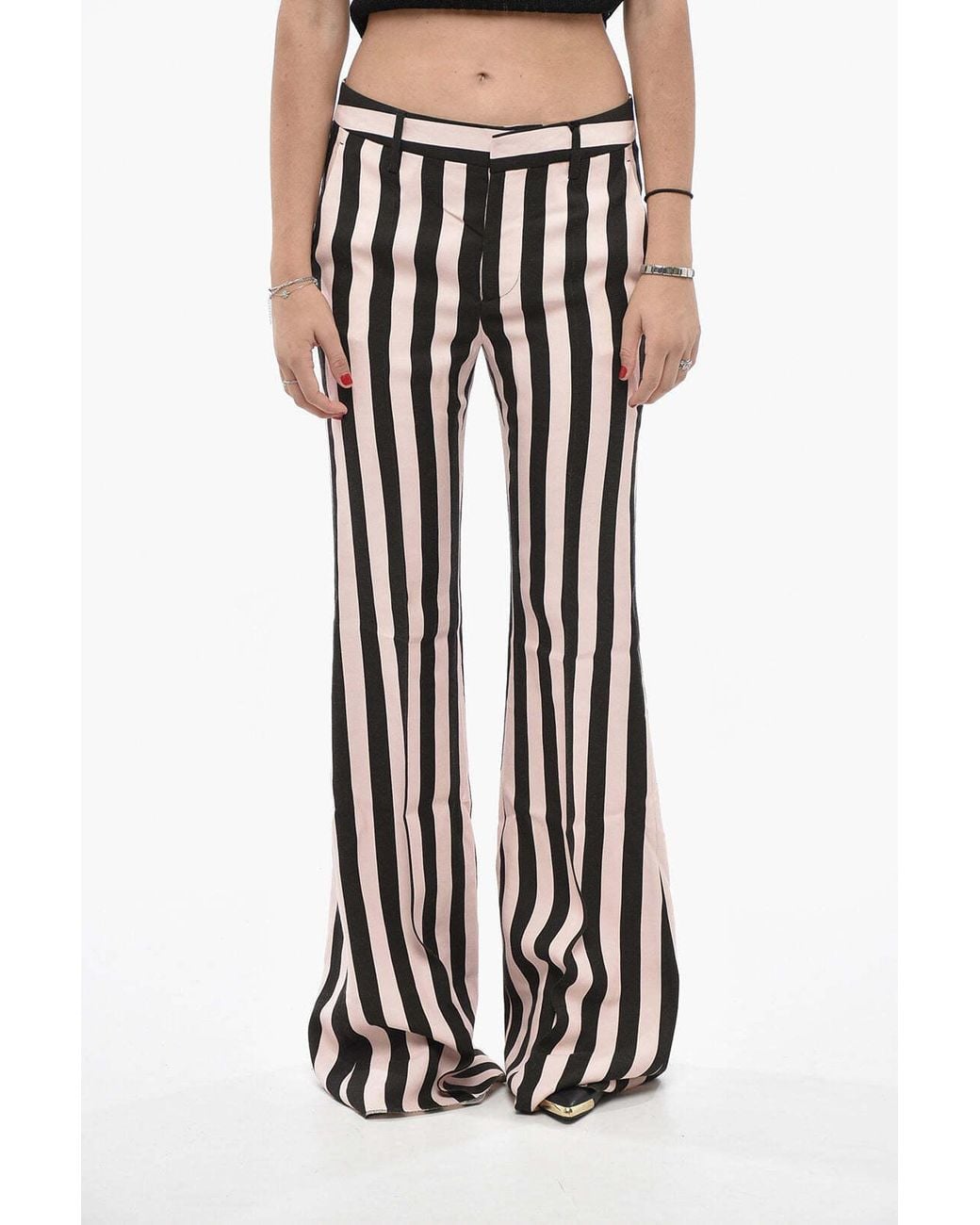 DSquared² White Striped Flared Trousers