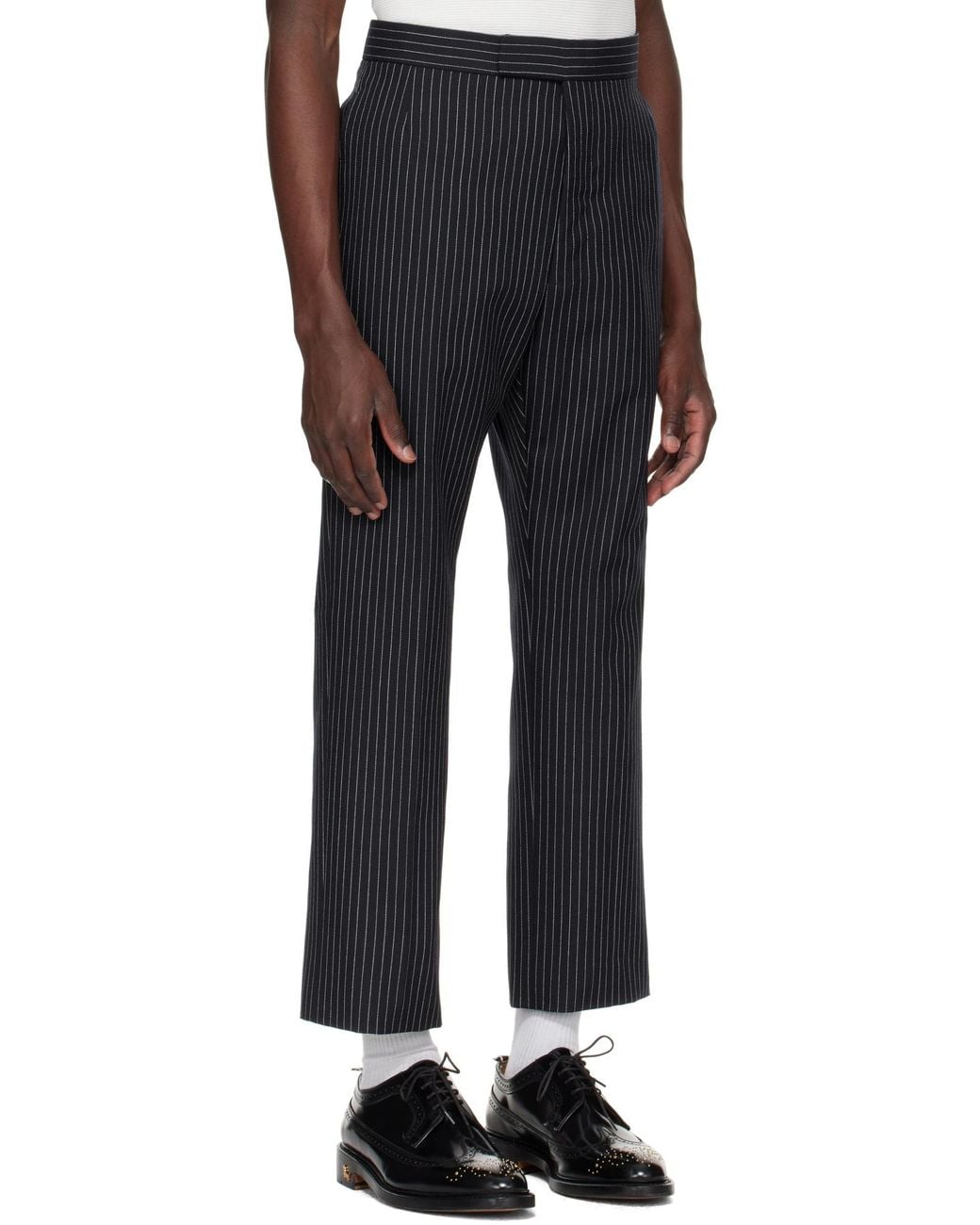 Thom Browne Blue Striped Casual Pants for men