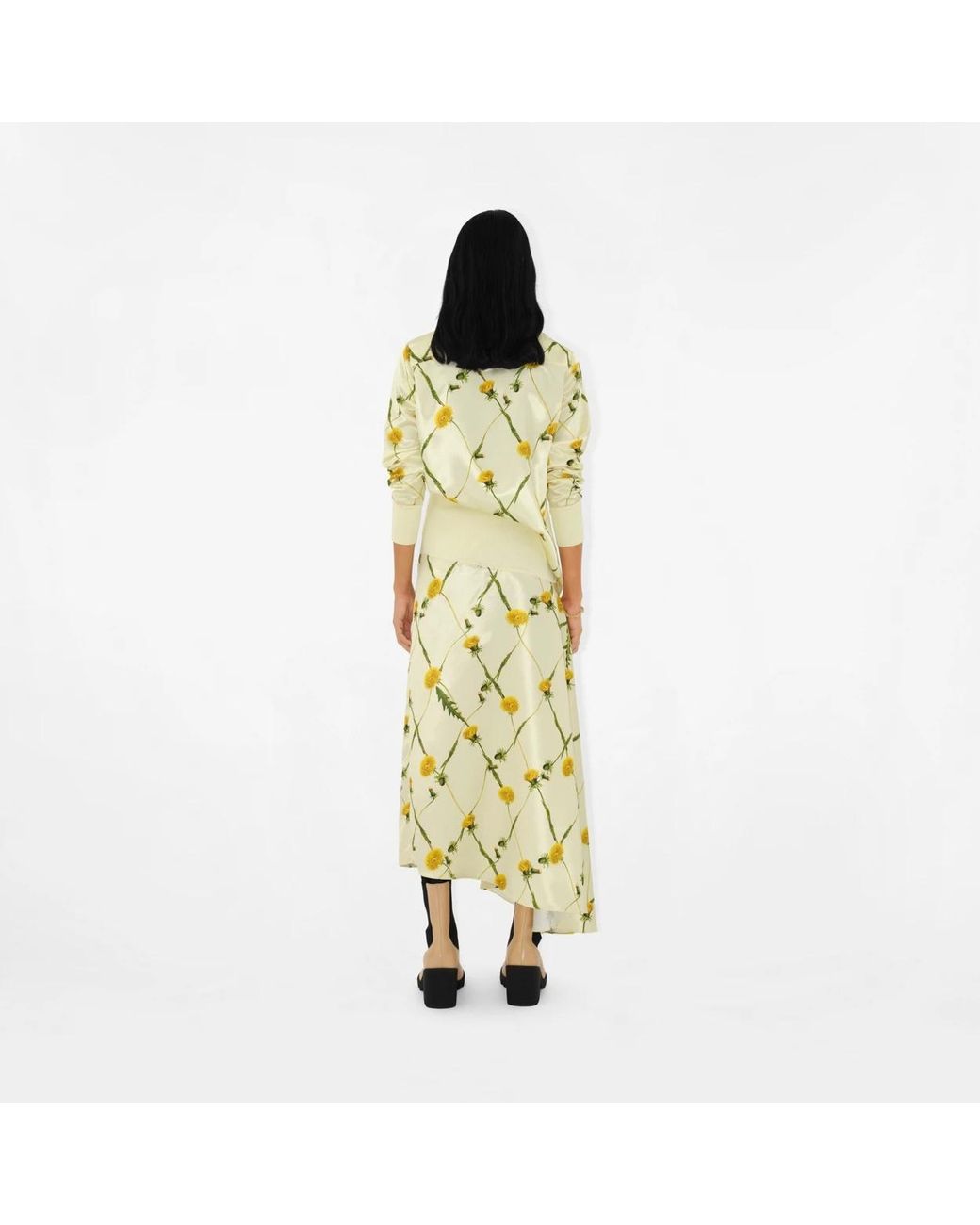 Burberry Yellow Dandelion-Print Satin Shirt