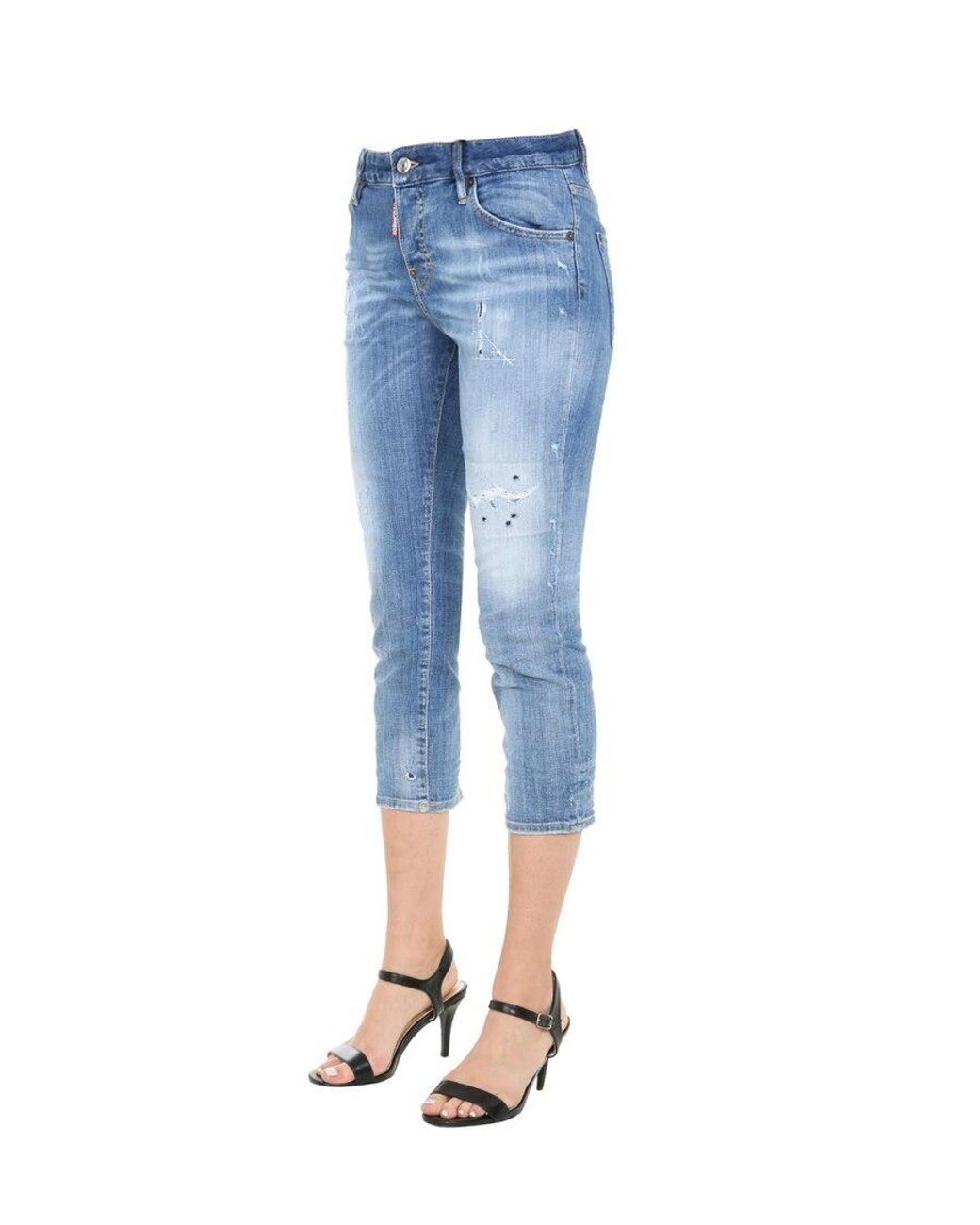 DSquared² Blue Cropped Boyfriend Jeans