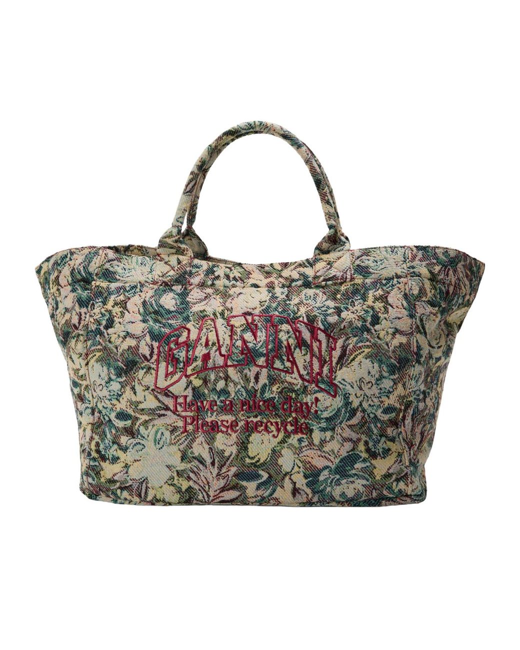 Ganni Metallic Xxl Print Tote Bag